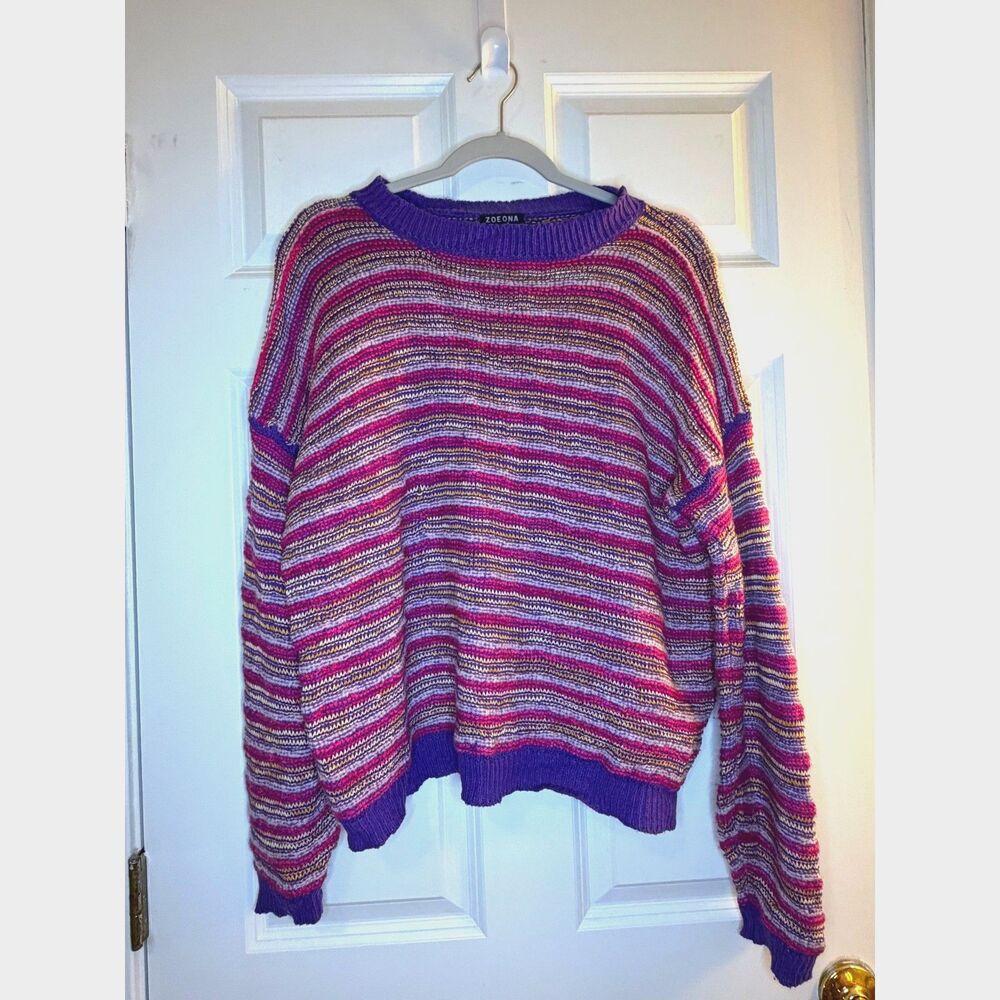 European Luxury Designer Zoe Ona Oversize Knit Multicolor Sweater
